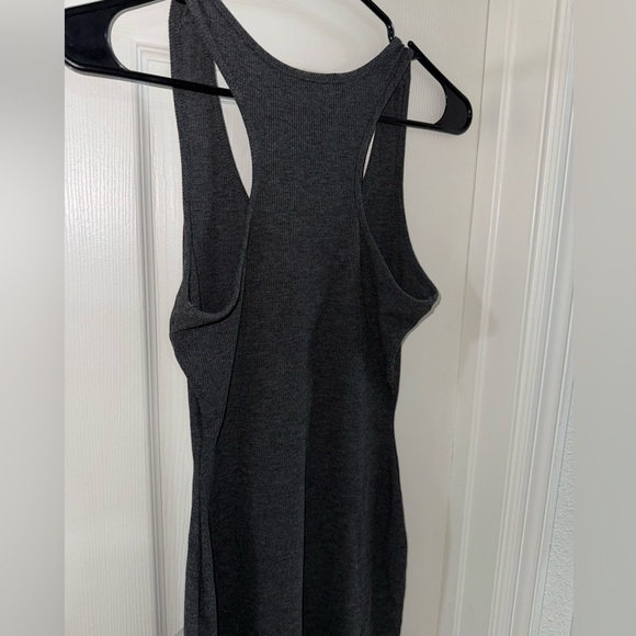 Popular 21 Ribbed Racerback Bodycon Mini Dress | Charcoal Gray | Size M - Picture 4 of 4